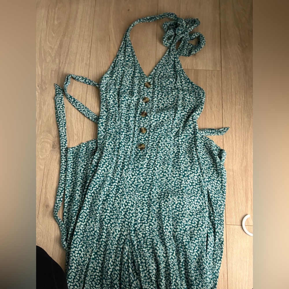 Green Floral halter jumpsuit
